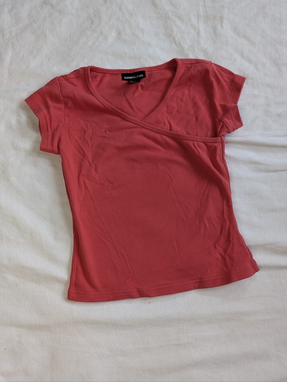Vintage Women's Express Cotton Crop Top XS Peach